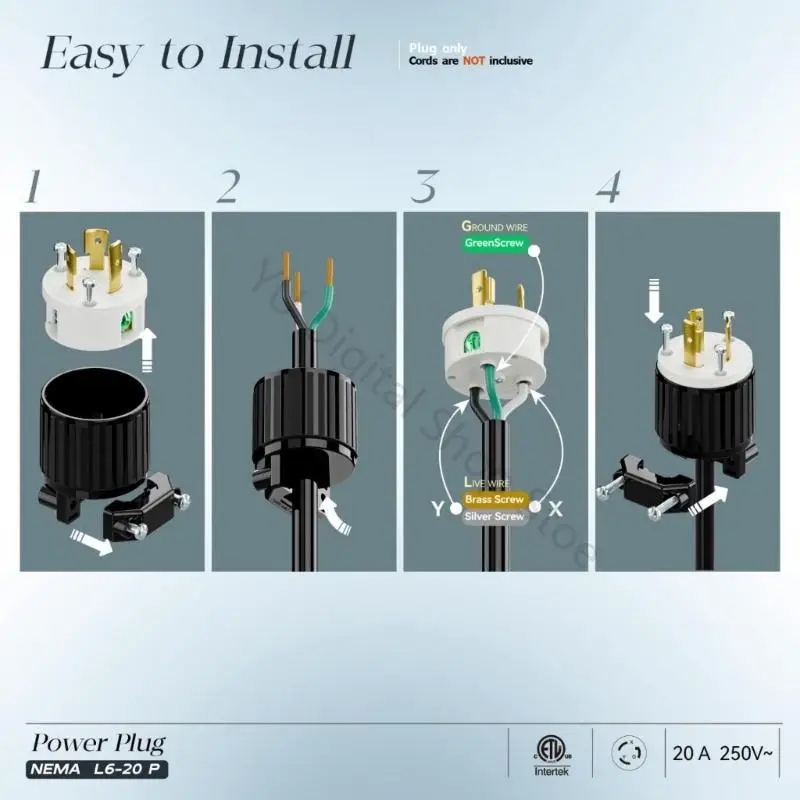 96BA L6 20P 20A 250V Generator Plug with Plastic Housing and Secure Wiring Electrical Connector for Industrial Applications