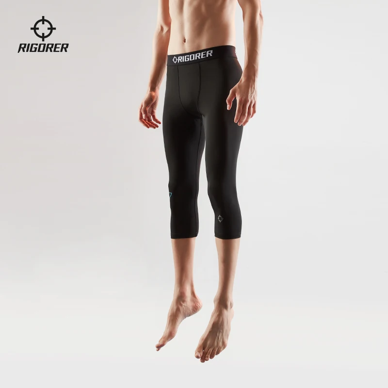 

RIGORER Compression Legging Men Basketball Sports Training Competition Fitness Stretch Cropped Pants gym clothes Tight Shorts