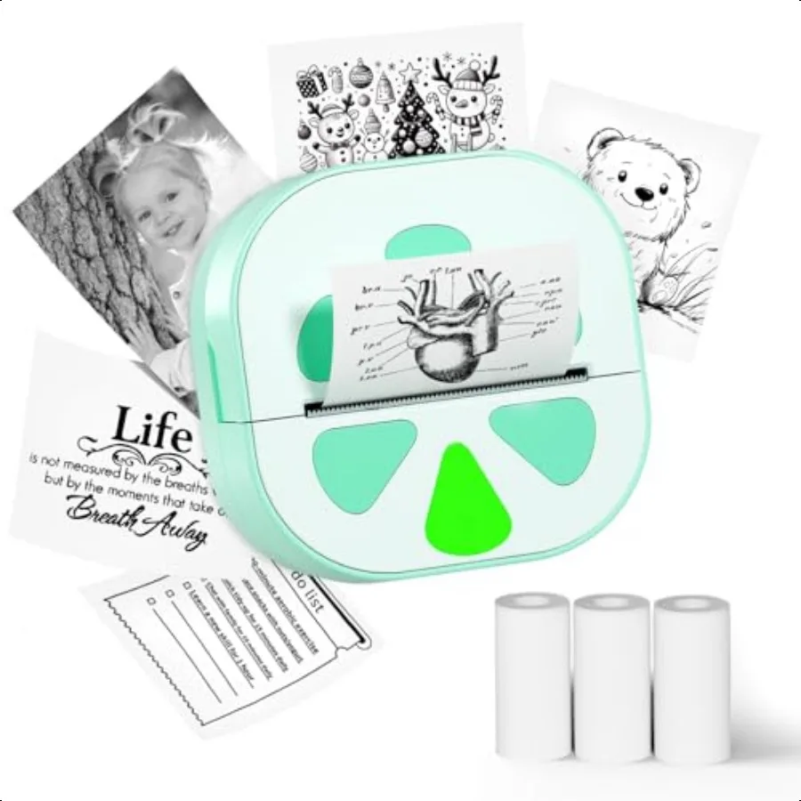 

Sticker Printer Print Pods Mini Printer Bluetooth Thermal Sticker Maker hine with 3 Rolls Paper Print Pod Mini Printers for iPh