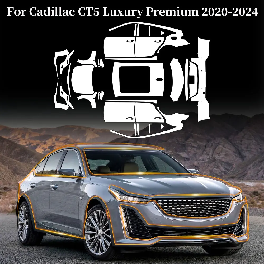 

For Cadillac CT5 Luxury Premium 2020-2024 Anti-scratch TPU Paint Protection Film Pre-cut PPF Car Body Clear Bra Resistant Cover