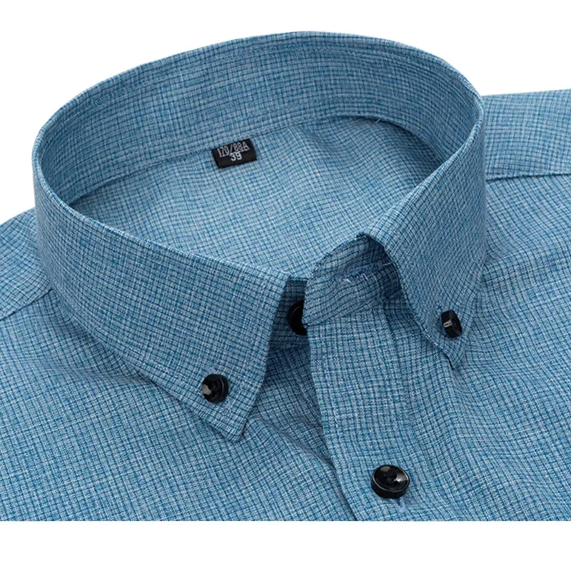 Ijs Slik Heren Overhemd Lange Mouwen Engelandstijl Niet-Ijzeren Paard Borduurwerk Effen Zachte Rimpel Slim Fit Knoop Shirts Man