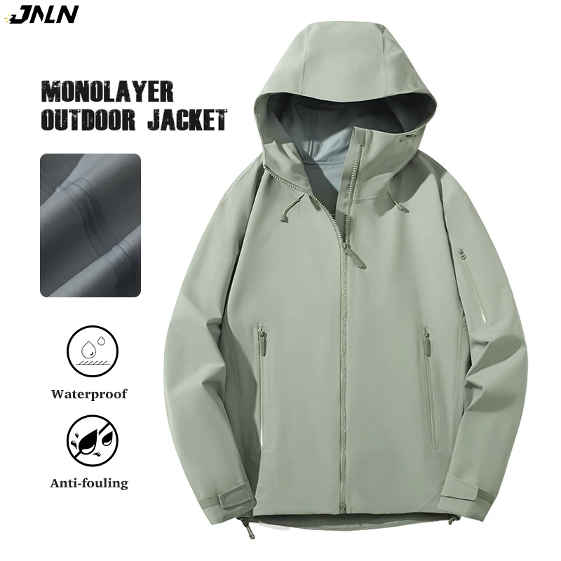 

JNLN Unisex Enhanced Waterproof Jackets Outdoor Sports Heat-Sealed Seams Rain Coat Men Women Hiking Climbing Windbreaker