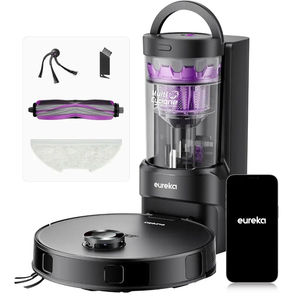 E20 Evo Plus Robot Vacuum and Mop Combo, 10,000Pa Suction Robot Vacuum Cleaner BaglSel-Emptying Station, 45-Day acity Anti-Hair-