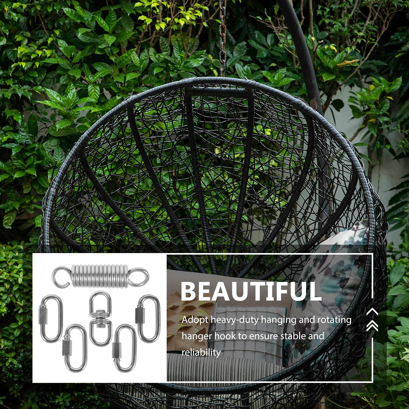 Juego de resortes para silla y hamaca de Metal, columpio de alta resistencia, columpio para porche, bolsa de arena, fijación de suspensión, juego colgante, resortes para porche, 1 Juego