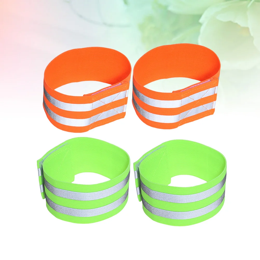 

4 pcs Reflective Elastic Band High Visibility Safety Strap Adjustable For Running Cycling Walking Outdoor Ankle Wrist Leg Bike