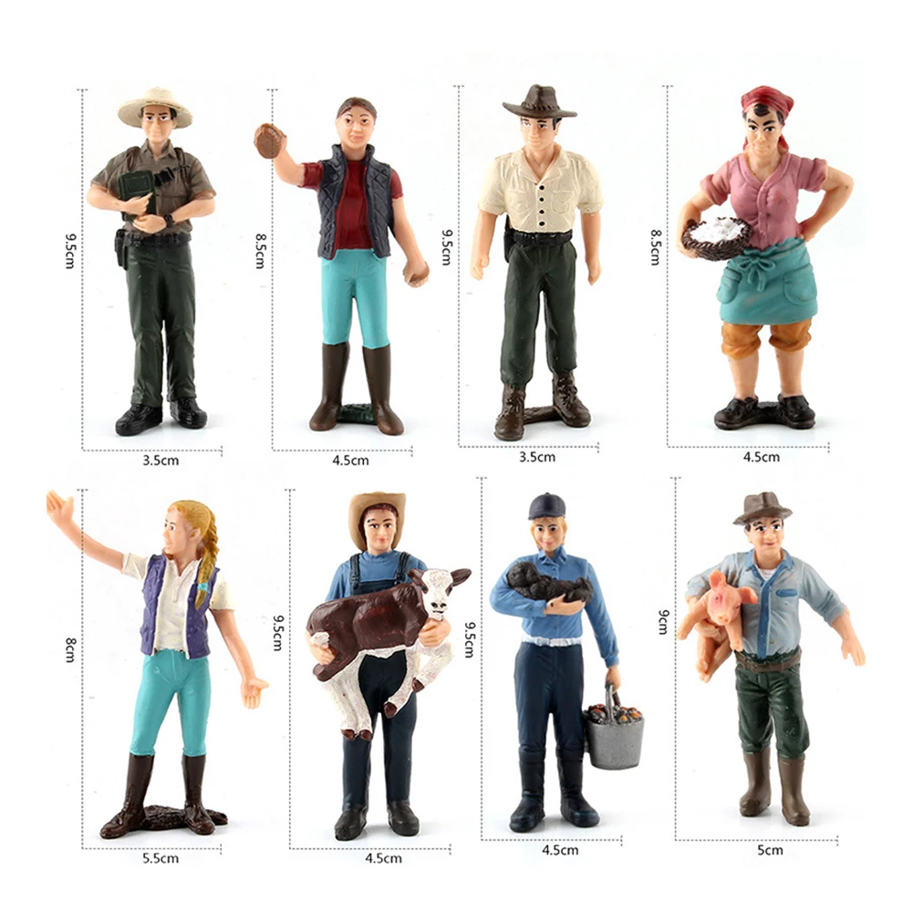 رسمت نموذج الناس مزارع أرقام تخطيط نموذج PVC الراعي محاكاة نماذج صغيرة الدائمة الناس قطار نموذج #1