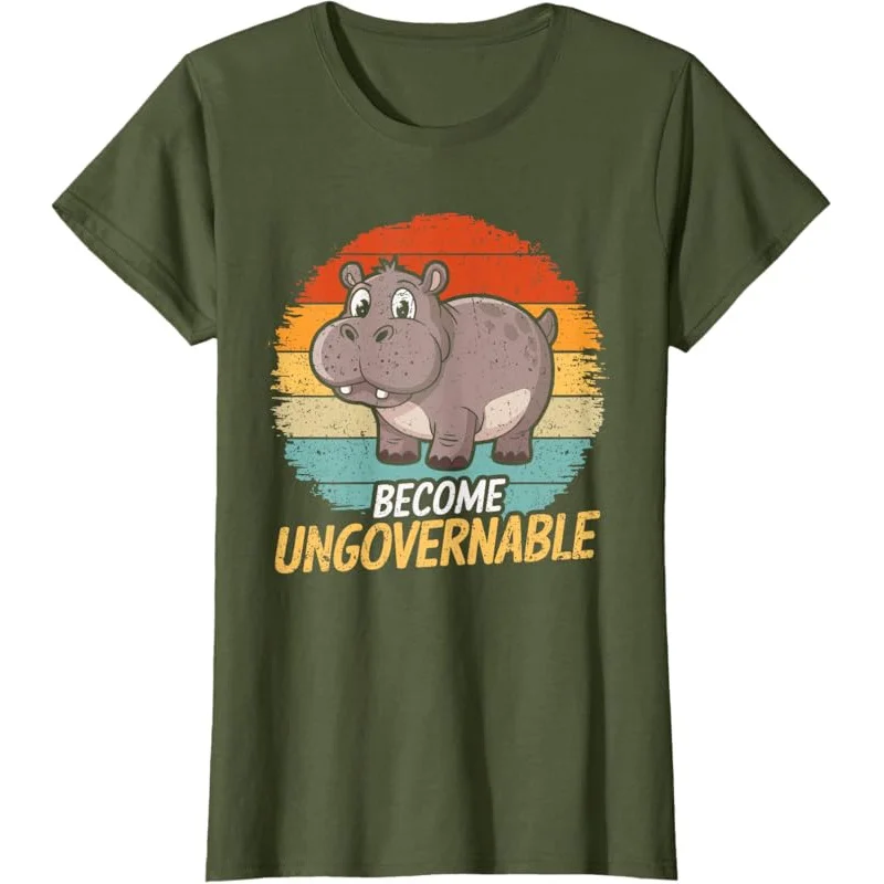 Camiseta Conome Ungovernável Cute Baby Hippo Funny Saying