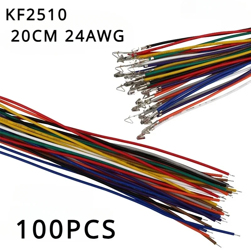 100pcs/lot KF2510 Line Single Head Spring Electronic Wire Connecting Line 20CM 24AWG KF2510 Terminal Cable