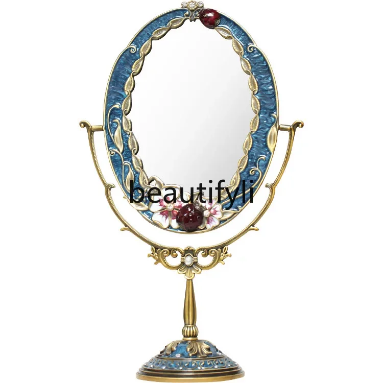 

Retro European single-sided desktop mirror creative dressing high definition desktop makeup mirror light luxury