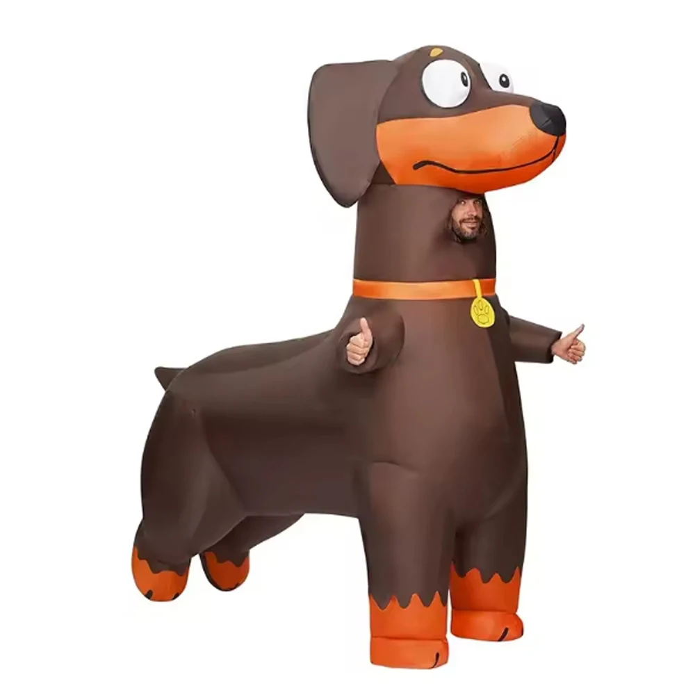 الكبار الكرتون نفخ السجق الكلب تأثيري ازياء يتوهم هالوين عيد الميلاد فستان حفلة أداء تضخم الملابس