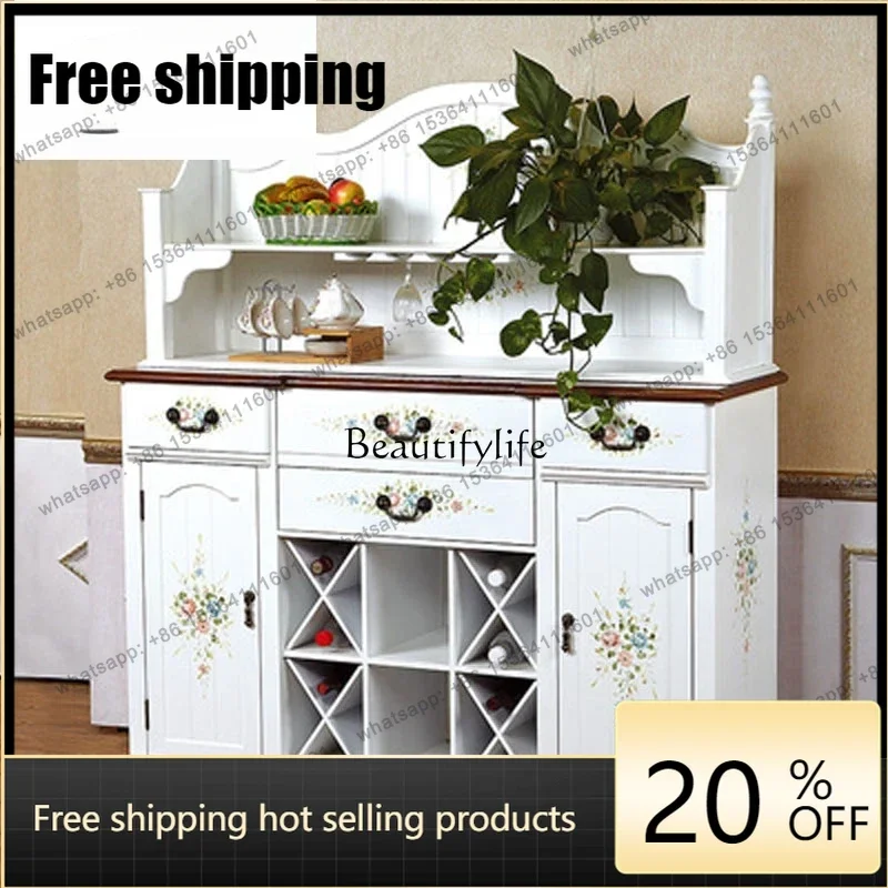 XX American Solid Wood Sideboard Modern Large Capacity Restaurant Tea And Wine Cabinet Multi-Functional Storage