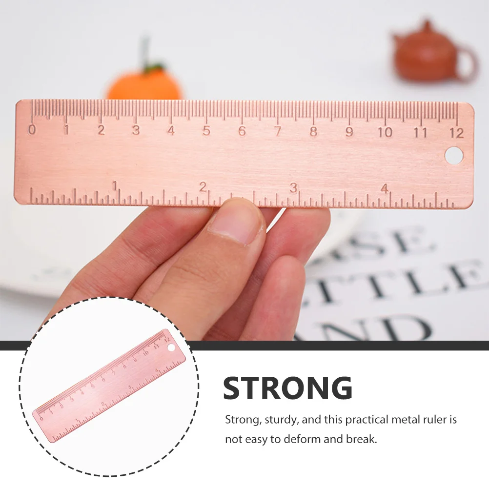 구리 눈금자 사랑스러운 금속 눈금자 학생을 위한 센티미터 학습 사무실 측정