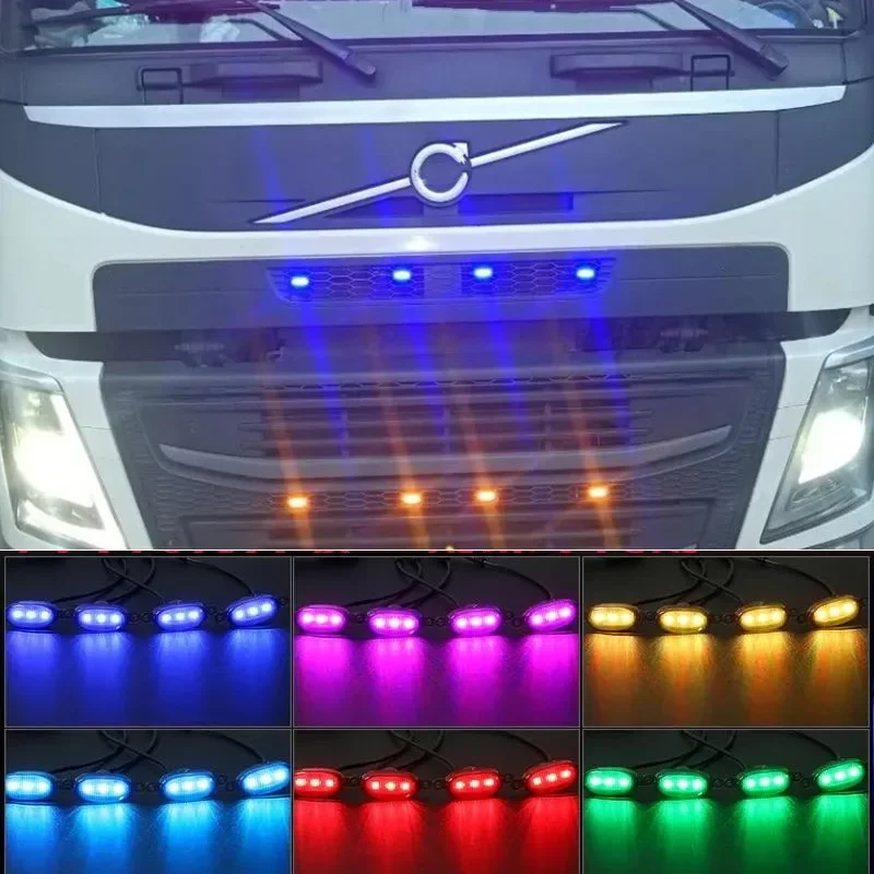 1 Set Amber Ice Blue LED Truck  Front Grille lights grille lamp For Volvo Grille lamp Man DRL truck grille lights