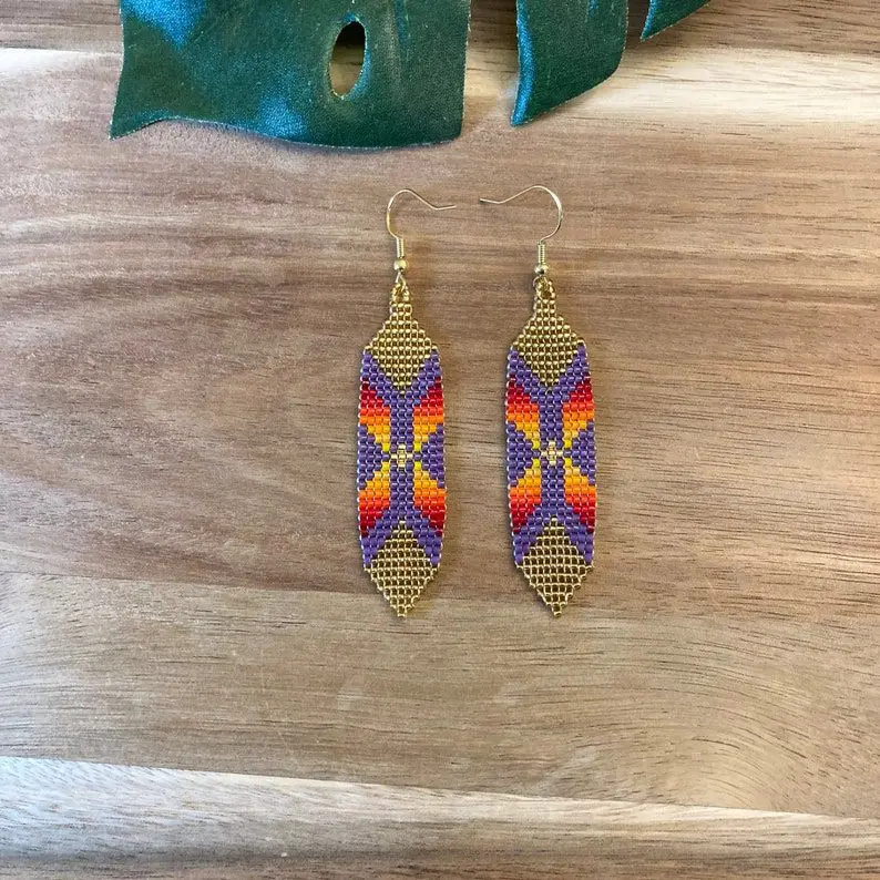 

Серьги из бисера Геометрия Радуга Богемия Сплав Градиент цвета Узор женский Тенденция ручной работы Простые оригинальные серьги из рисовых бусин