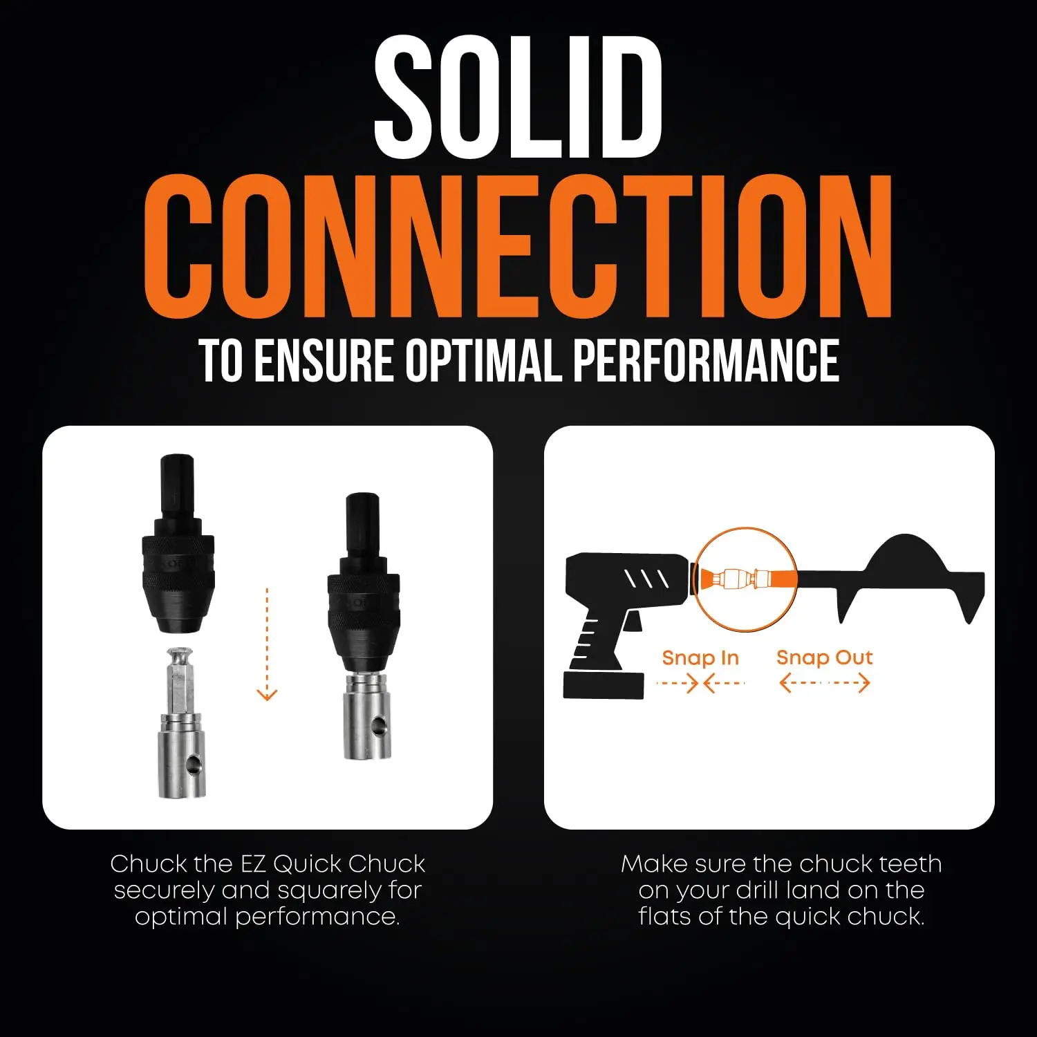 EZ Ice Auger Drill Adapter - Quick Connect for Electric Drill - Ice Fishing Auger Bit Attachments