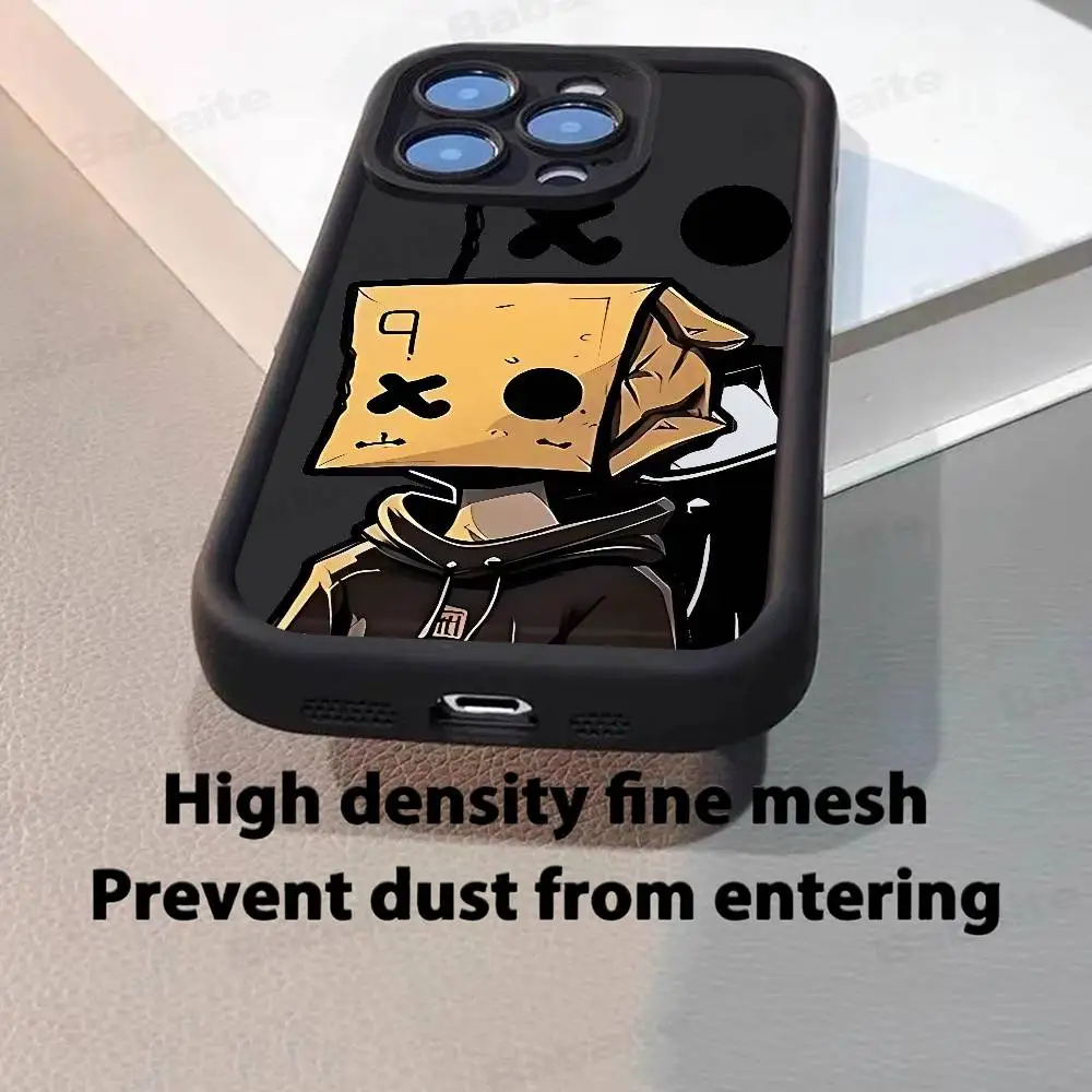 الكرتون ورقة رجل نمط جراب هاتف آيفون 17 16 15 14 13 12 11 برو ماكس زائد الأسود التغطية الكاملة لينة غطاء مقاوم للصدمات #2