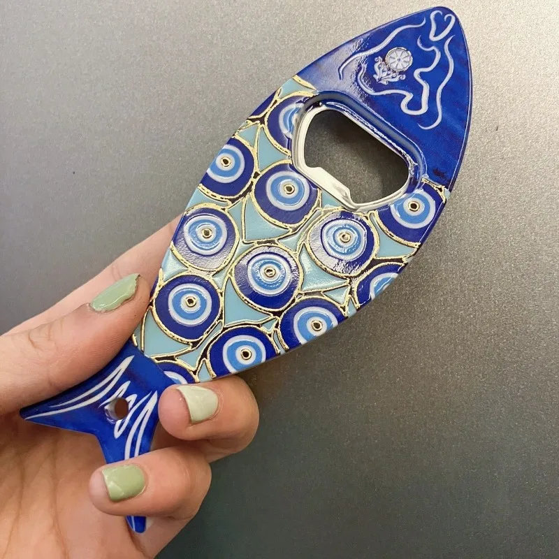 1pc Random Fish Shaped Bottle Openers Refrigerator Magnet Embossed Hot Stamping Technology Can Opener