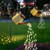 1pc Solar Watering Can With Lights Solar Lanterns Outdoor Hanging Waterproof Garden Decor Flash Warm Light