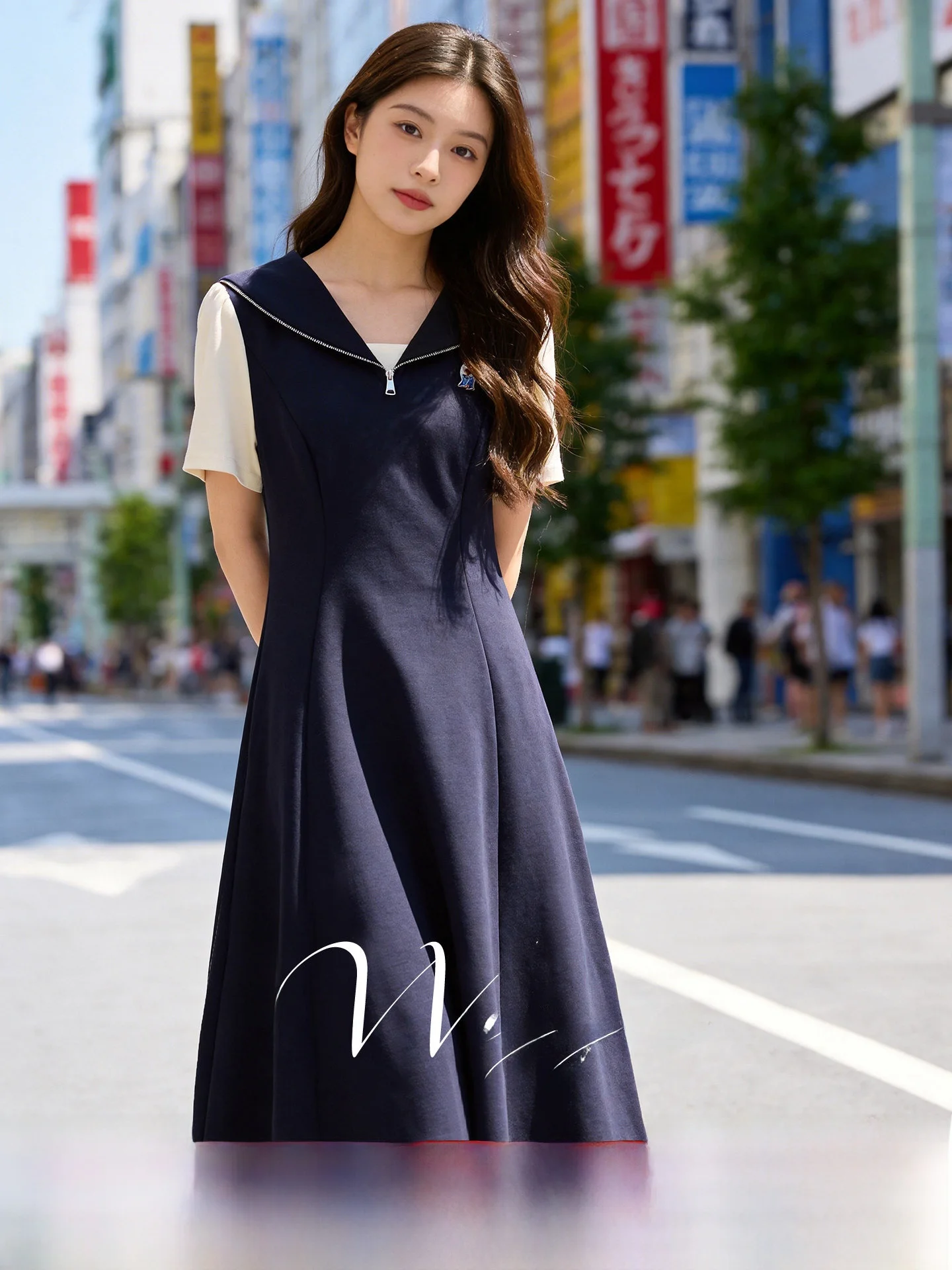

Summer New Vintage Doll Collar Short Sleeve Women's Dress plus Size A-Line Skirt Casual Polyester Fiber Waist Cinched Dress
