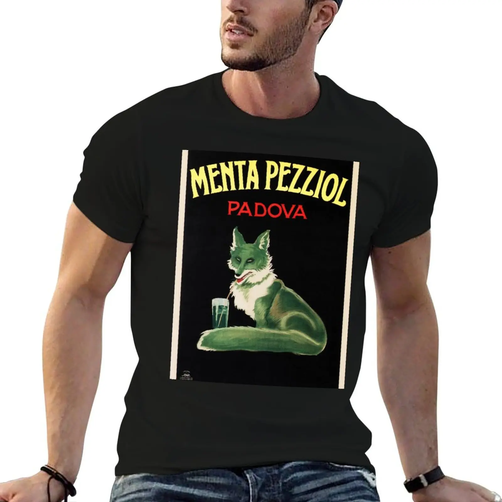 Camiseta MENTA PEZZIOL Padova, licor italiano vintage, estilo Art Deco 1922 de Marcelo Dudovich, camiseta de algodón para hombre