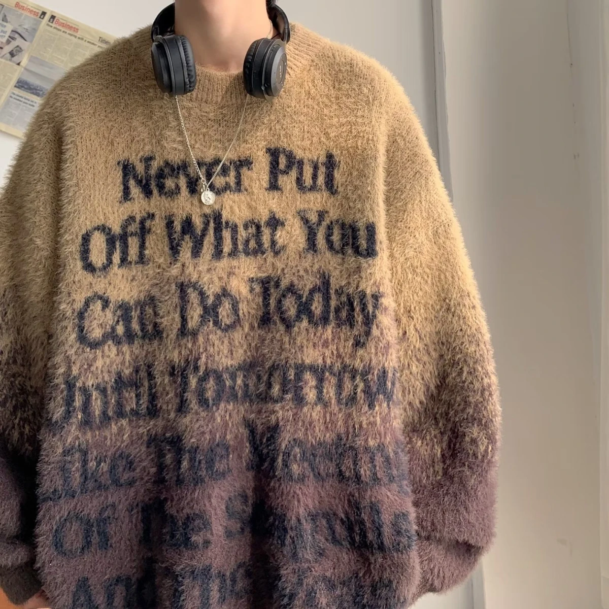 adient Color Maglieria da uomo rotonda Ne Allentata Velluto di visone di alta qualità Autunno Inverno Nuovo Sle Casual Faionable Youthwear