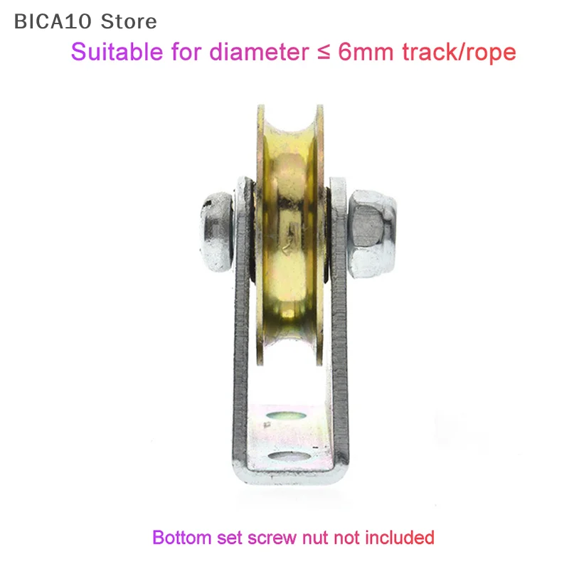 1 Set Bracket Pulley 6mm Wire Rope Pulley Fixed Roller Over-line Hanging Wheel Guide Wheel U Wheel 6.4*32*8
