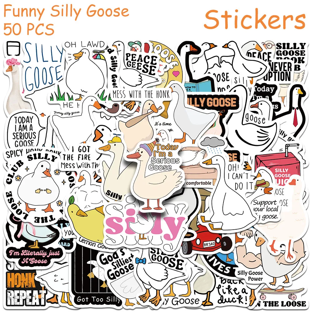 

50pcs Funny Silly Goose Stickers Decals For Laptop Suitcase Skateboard Guitar DIY Aesthetic Stickers Kids Creative Toys Gifts