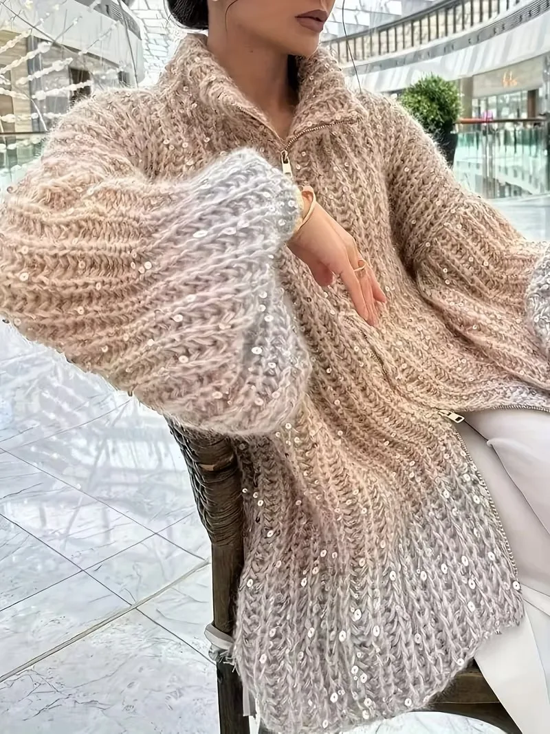 

Новая осенне-зимняя женская одежда Xiaochan, модный свитер с блестками, куртка