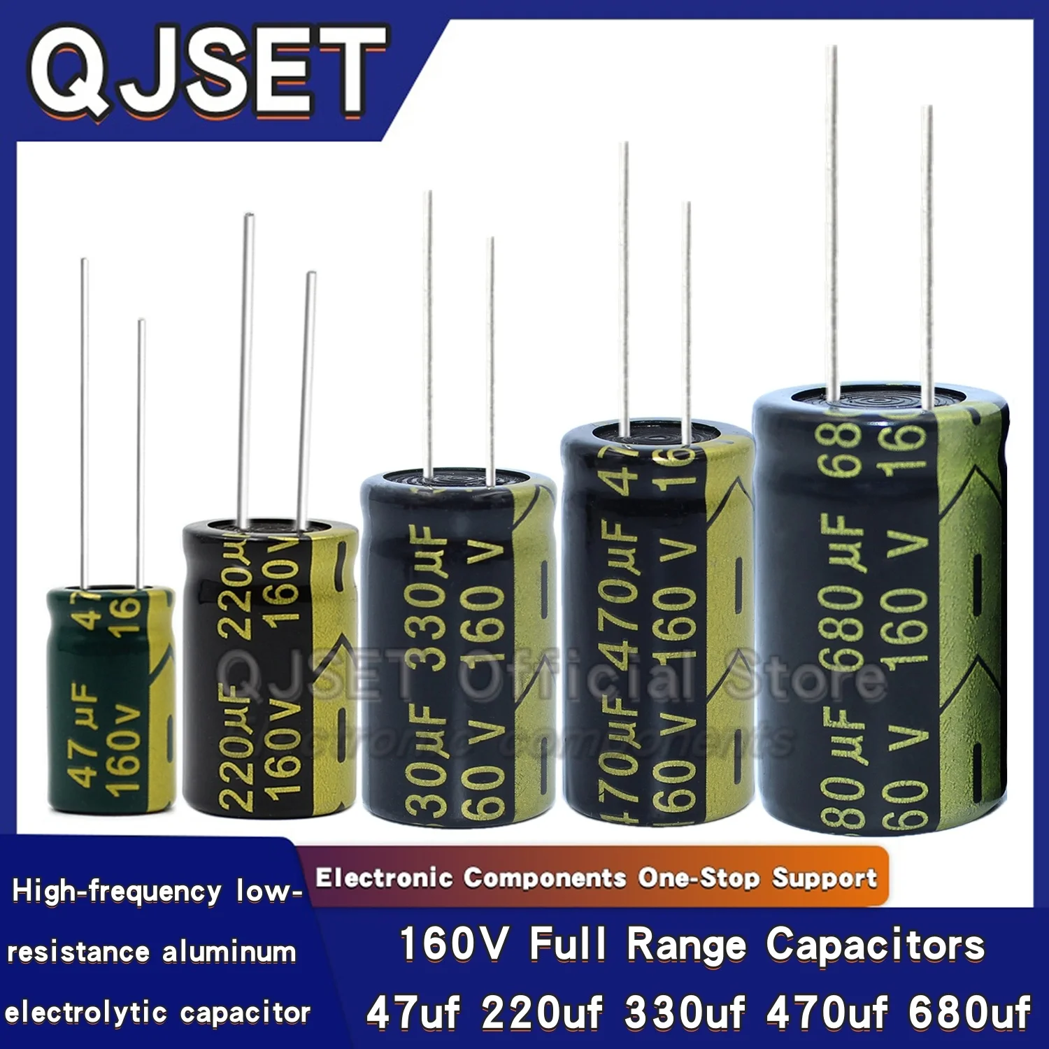 JCCON Electrolytic Capacitor 160V 47uF 220uF 330uF 470uF 680 UF High-Power Power Adapter High-Frequency Low-Resistance Capacitor