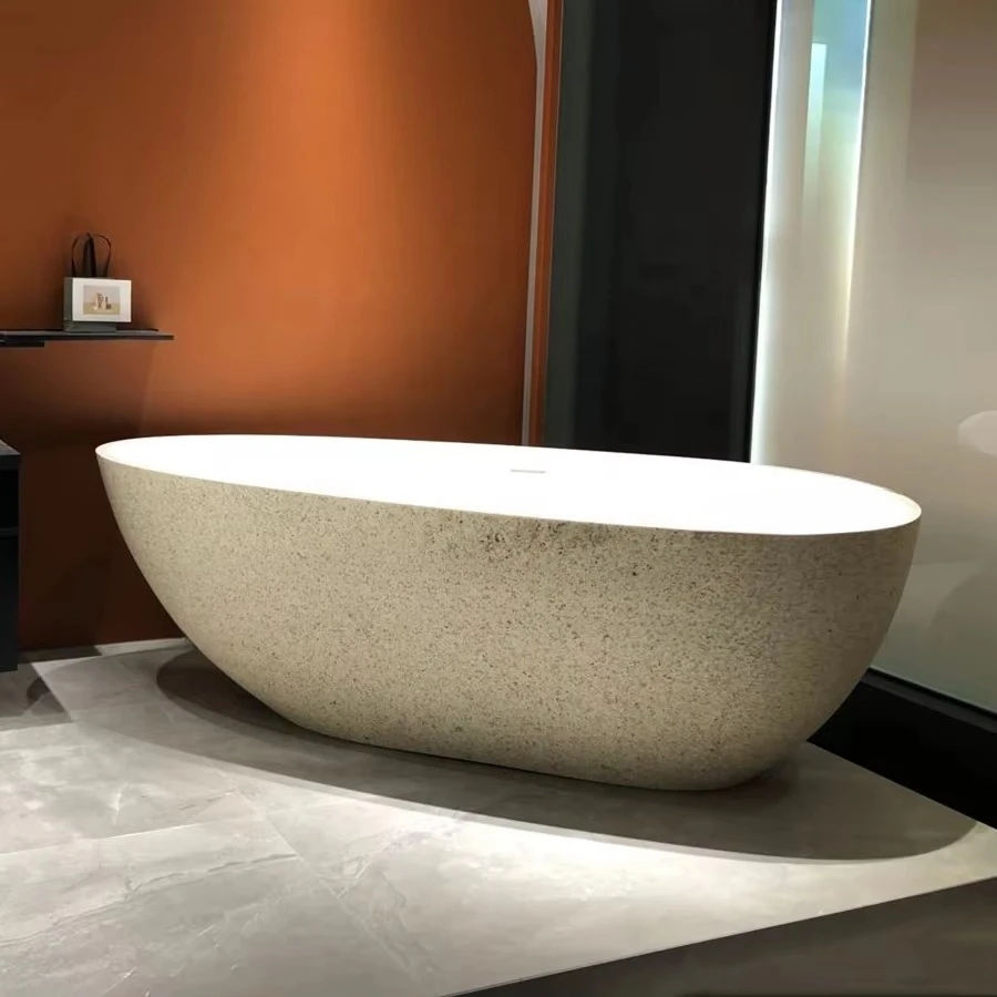 Artificial Stone Bath Tub One Person Hot Tub Modern Bathroom Resin Free Stand Bathtub for Hotel