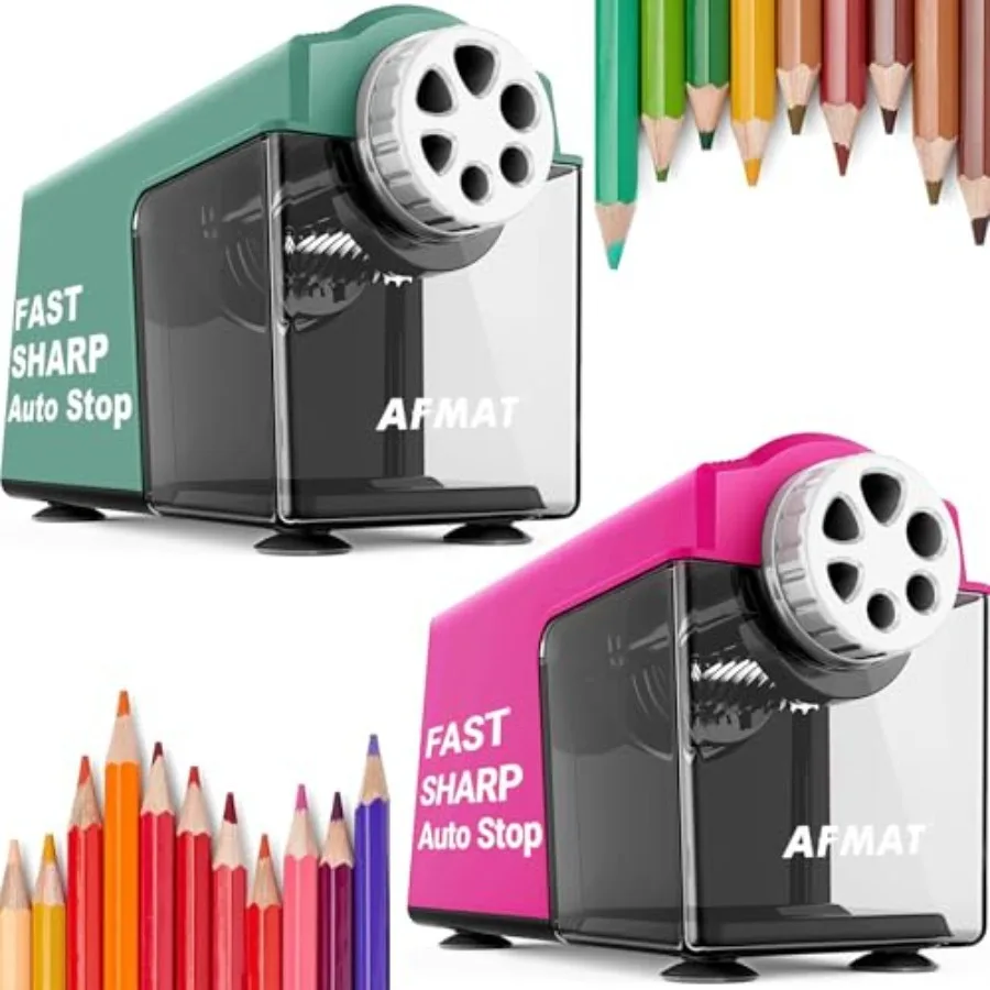 

Электрическая точилка для карандашей на 6 отверстий, усиленная, для карандашей 6-11 мм, 2 шт., зеленая + розовая