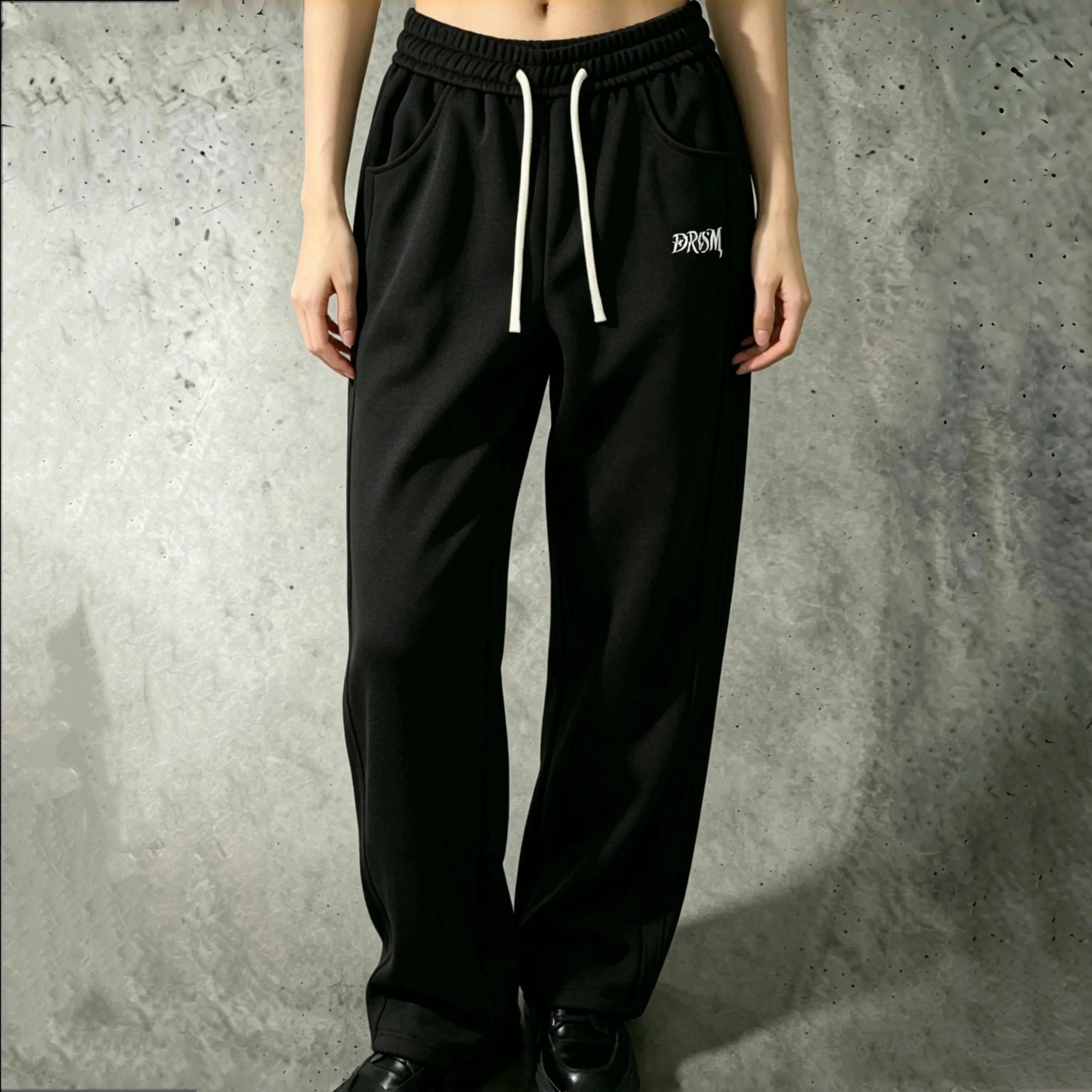 

Summer Unisex Long Pants Couple Loose Fit Comfortable Skin-friendly Fabric Side Pockets Detail Print Casual Trousers