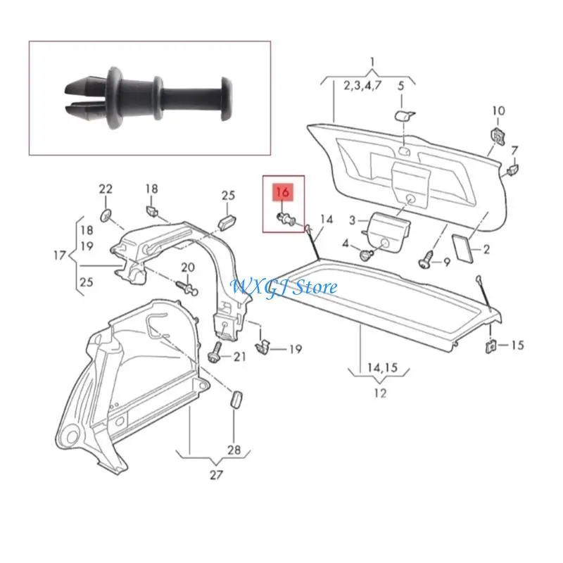 37JE 2PCS Parcel Shelf String Closters لـ MK5 MK6 1M6867574A PART #5
