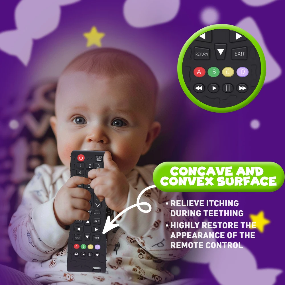 1PC Silicone giocattoli per bambini TV telecomando forma massaggiagengive giocattolo BPA Free Silicone dentizione giocattolo da masticare accessori per bambini sensoriali