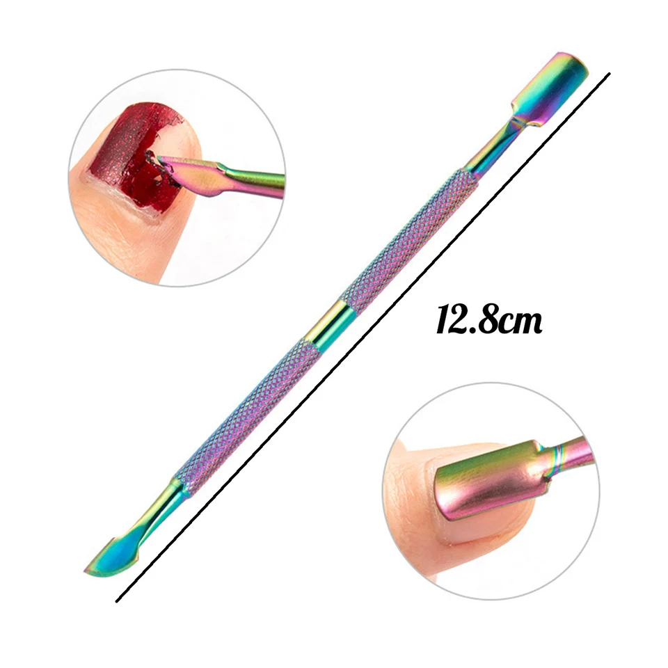 Set de 4 piezas de cortaúñas y tijeras de acero inoxidable profesional, alicates multifunción, empujador y removedor de cutículas, kit de cuidado de uñas y manicura 6