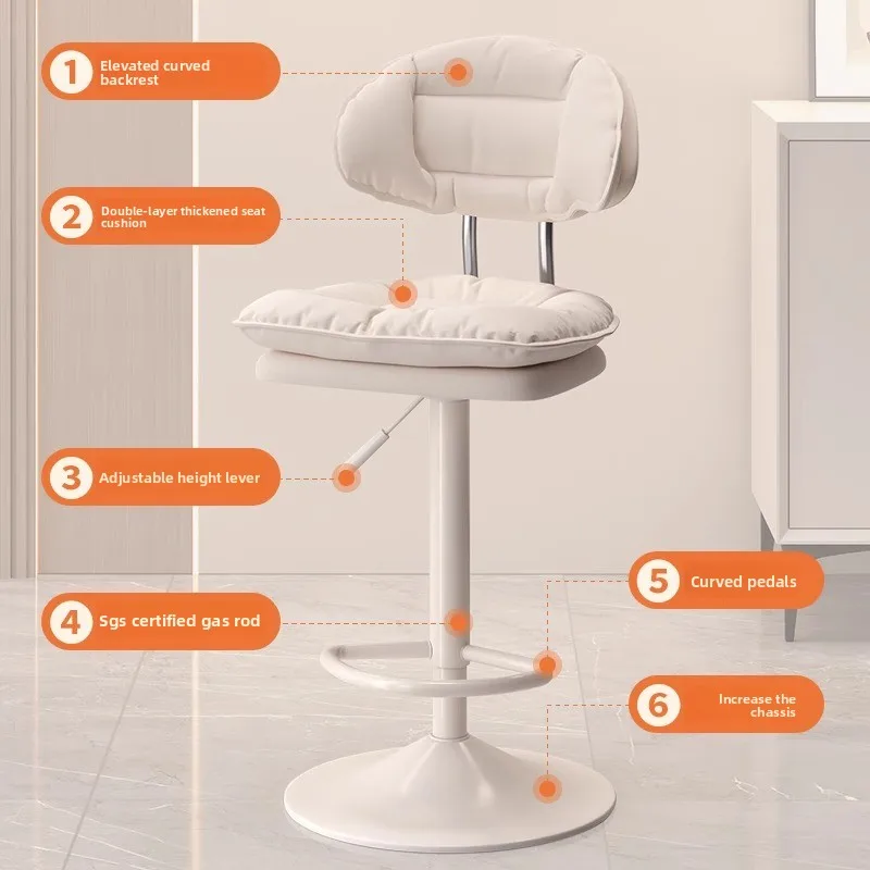 Réglage de la hauteur chaise de Bar moderne maison beige nordique tabouret de bar ergonomique chaise design rembourré taburetes para isla de cocina