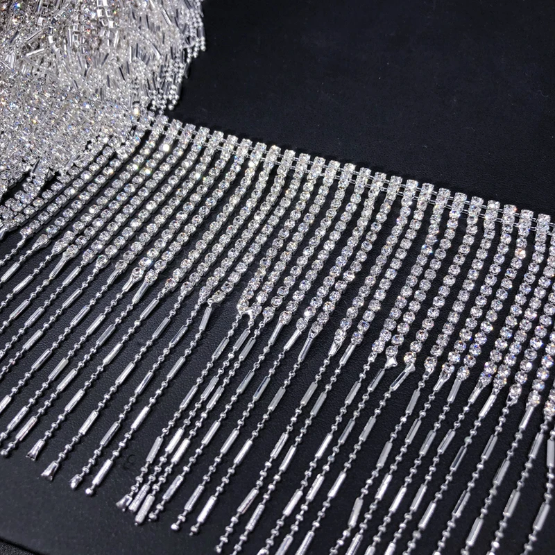 10cm Diamond Tassel Chain Trim Rhinestone Ribbon Diamond Bride Trim Fringe Crystal Sewing Wedding DIY Decoration Accessories