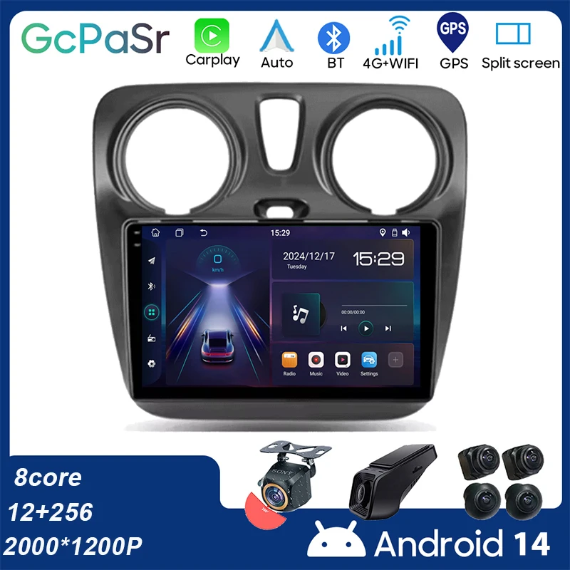 

For Renault Lodgy Dacia Dokker 2012 - 2020 Android 14 Car Radio Multimedia Player Stereo 4G BT Head Unit GPS Navigation Carplay