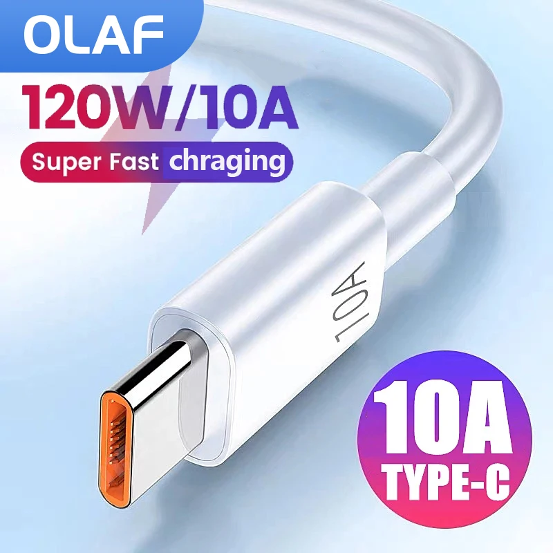 Olaf 10A USB Type C Cable Super Fast Chraging Cable For Huawei Mate 40 Xiaomi Honor 120w Quick Charging USB C Cables Data Cord