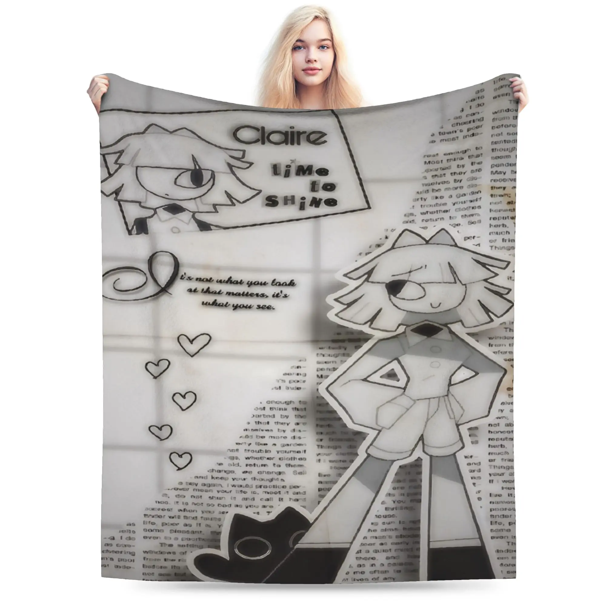 Comfortable Claire Fundamental Paper Education anime Blanket Merch Sofa Decorative  Throw Blanket Super Soft Coral Fleece Plush