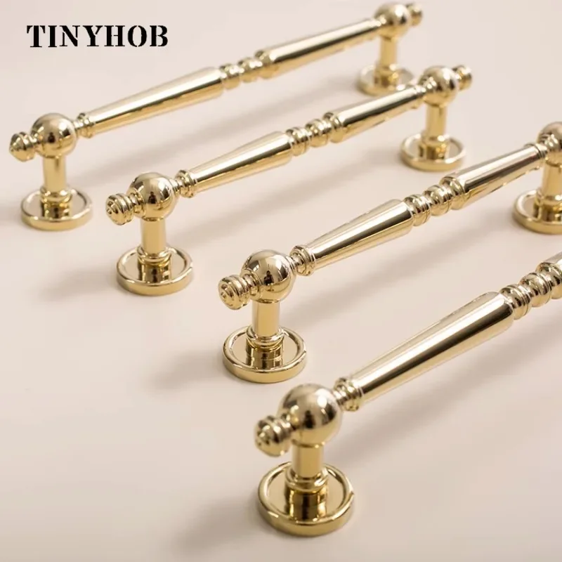 Bright Gold Solid Cabinet Handle and Knob Brass Drawer Knobs T Bar Bedroom Kitchen Cupboard Hardware Bathroom Furniture