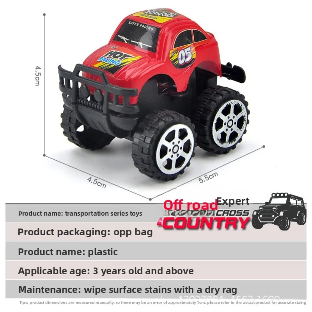 Childrens Cartoon Mini Off Road 6 Models Spray Paint Pull Back Plastic Small Car Toy for Kids Collectible Play Vehicle Gift