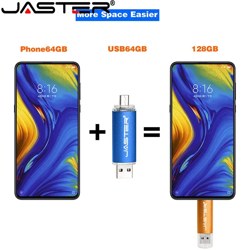 JASTER Colorful USB Flash Drives 128GB OTG Micro USB 2.0 Stick 64GB 32GB 16GB Free Custom Logo Pen Drive 8GB 4GB Creative Gift