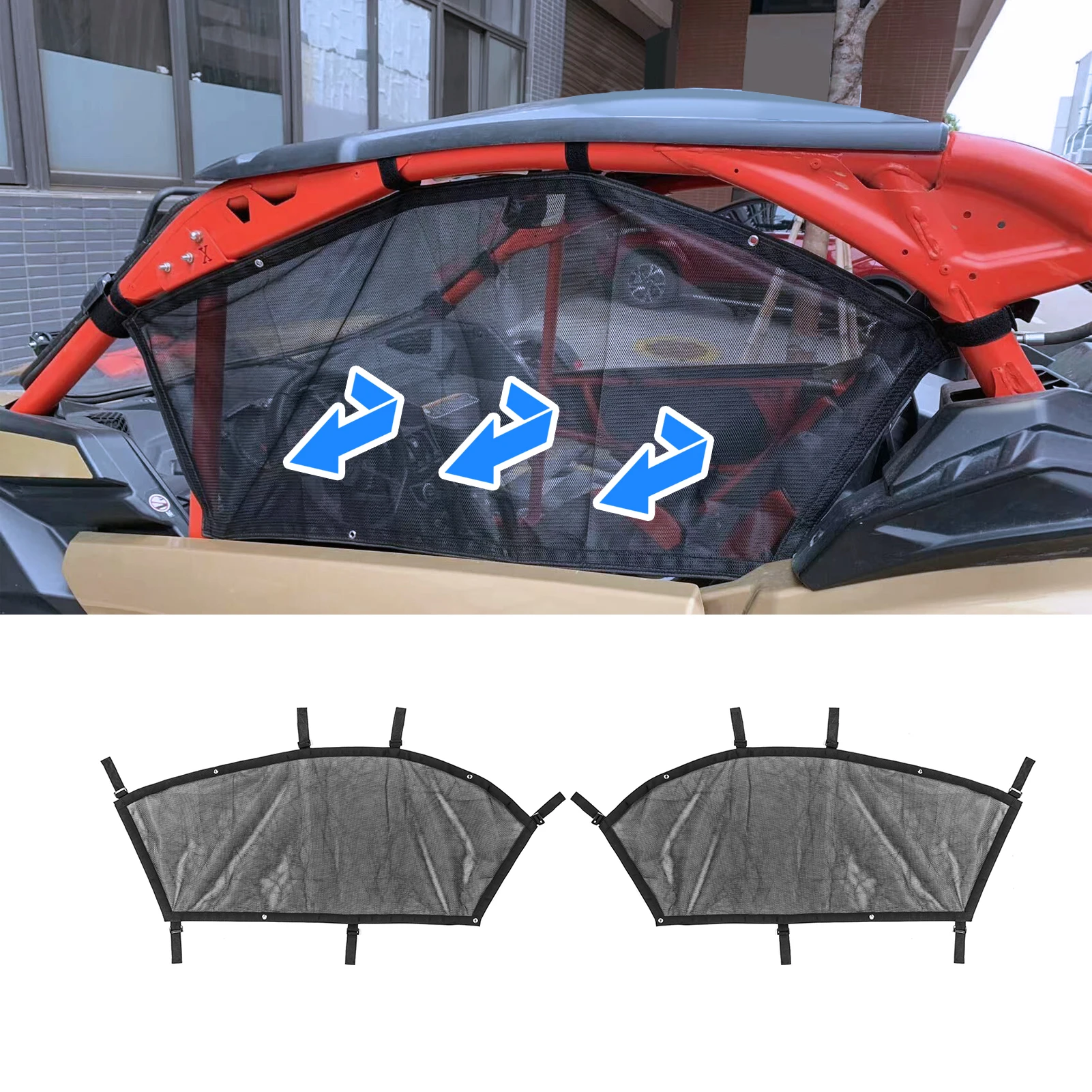 

UTV Door Left Right Window Nets Side Window Mesh Shade Shield Sun Glare Net for 2017-2024 Can-Am Maverick X3/X3 Max Accessories