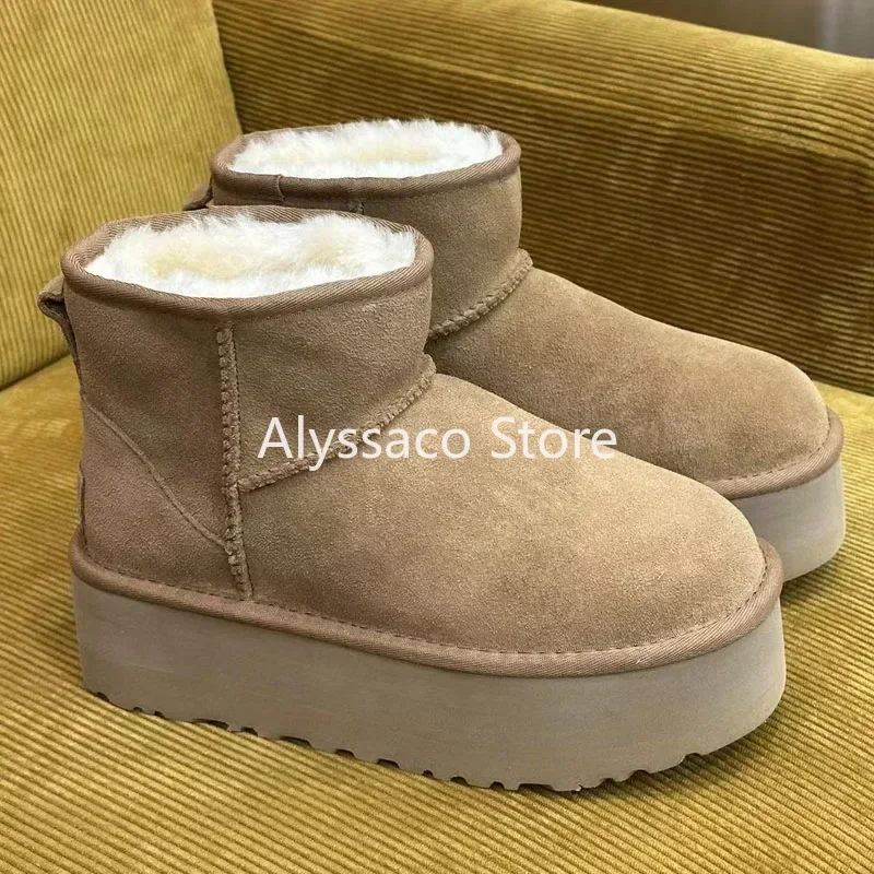 

2023 New Fashion Flat Women's Short Boots Retro Thick Warm Snow Boots Winter Outdoor Leisure Daily Women's Platform Naked Boots