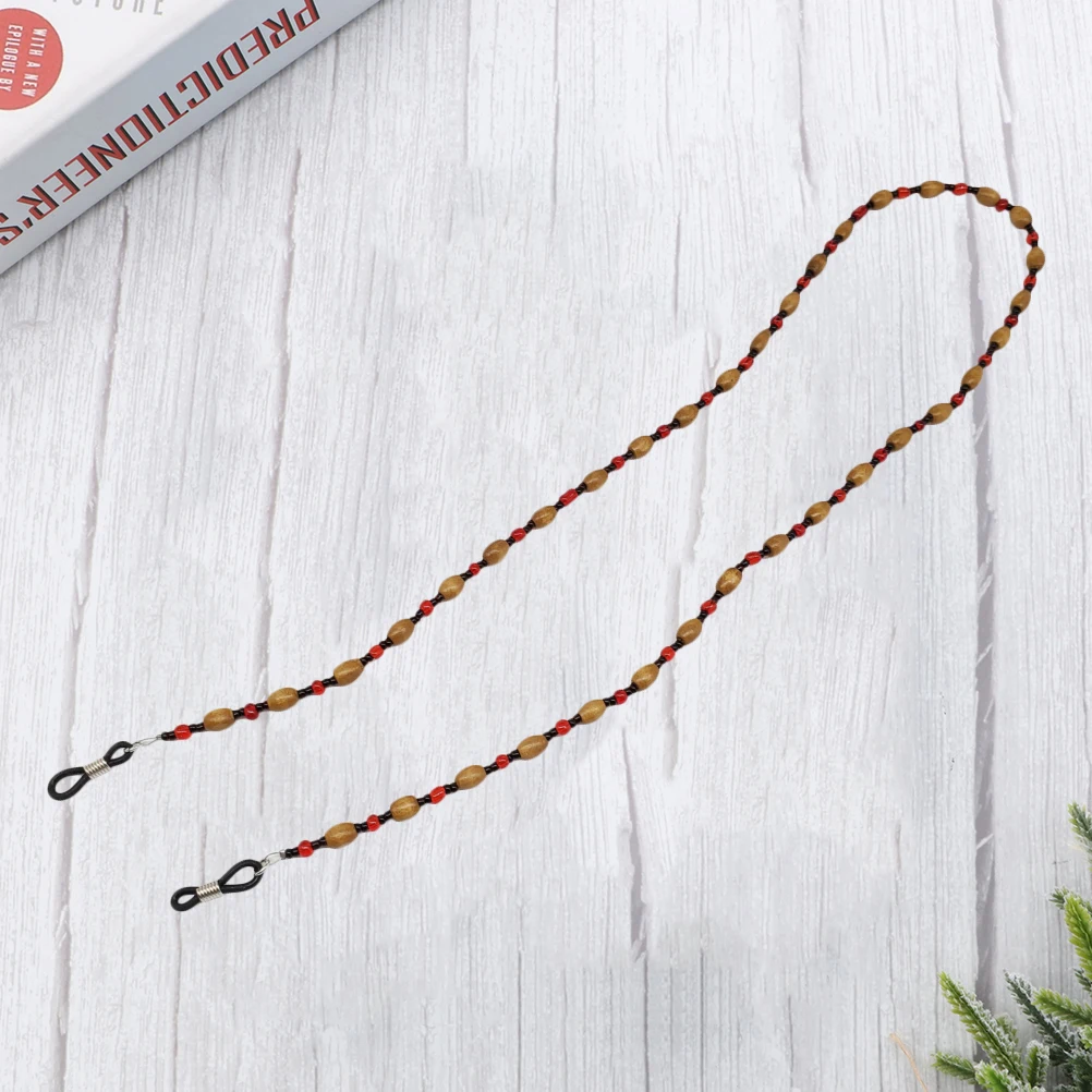 

Wooden Bead Chain Eyeglasses Holder Non Slip Strap Sunglasses Fashion Gift Delicate Snake Chain High Elastic Silicone Rubber Tip