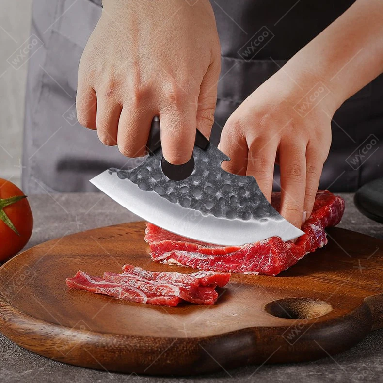 WXCOO Handmade Forged Butcher Knife Full Tang Wooden Handle Stainless Steel Kitchen Knife Meat Cleaver Fruit Knife for Household