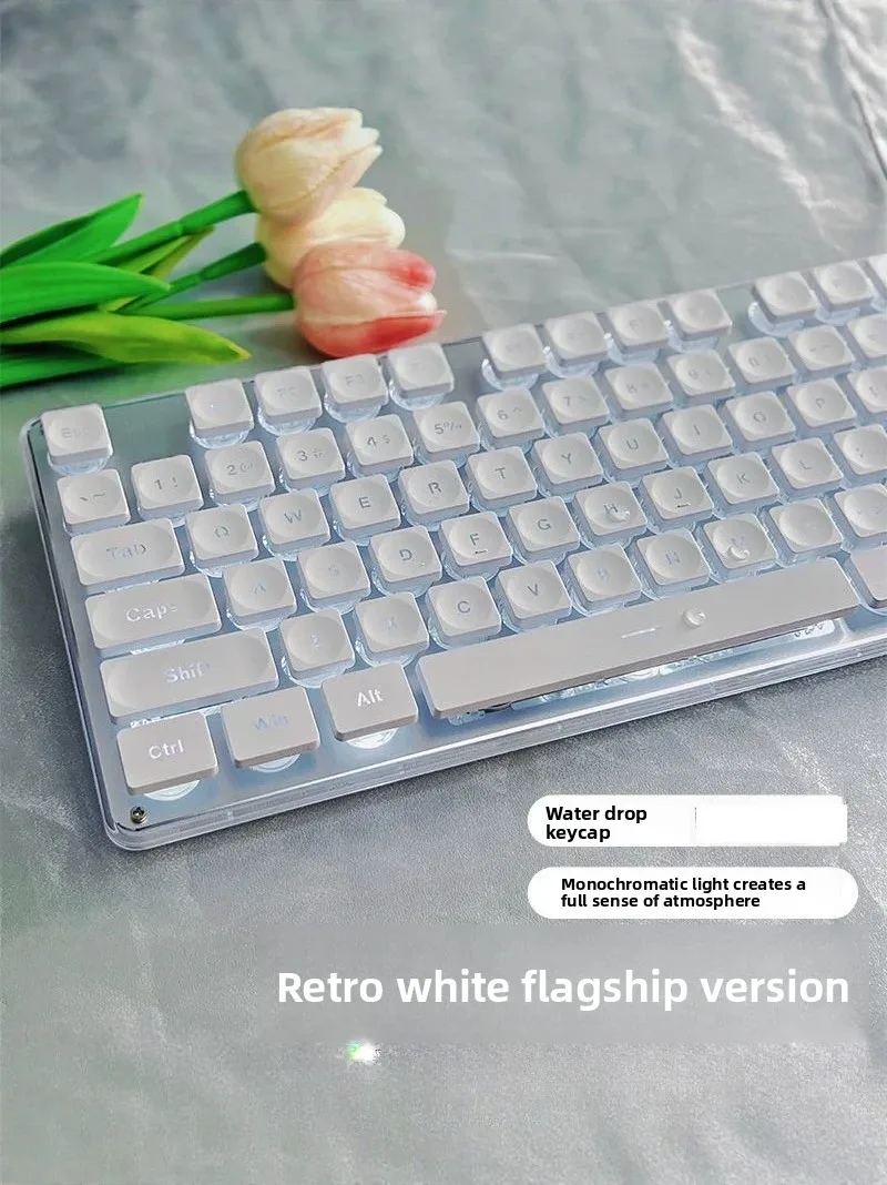 EWEADN GX710 wireless silent keyboard retro high-value girls computer office keyboard mouse set