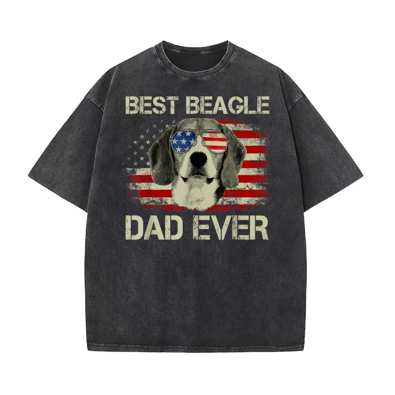 

Best Beagle Dad Ever Tshirt Dog Lover American Flag Gift T-shirt Men's Tee Shirts Short Sleeve Male Clothes Fashion