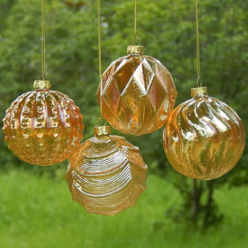 

8pcs/pack Diameter=8cm Gold Painting Hanging Glass Ball Home Decoration Ornament Handmade Festival Gift Glassware